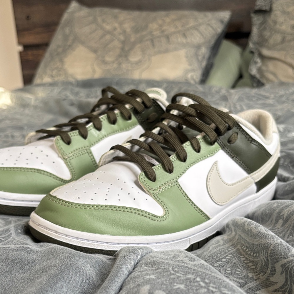 Nike Men's Olive Green and White Sneakers